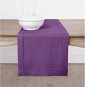 Solino Home Linen Purple Table Runner 48 Inches - Classic Hemstitch, 100% Pure Linen Coffee Table Runner 14 x 48 Inch Ideal for Dresser Tables - Winter, Spring, Easter, Valentines