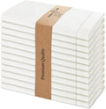 Urban Villa Cloth Napkins Ivory Hemstitch Dinner Napkins Set of 12 (20X20) 100% Cotton Absorbent Washable Durable Reusable Ideal for Hotel Collection Farmhouse Parties Restaurant Lunch Dinner Napkins
