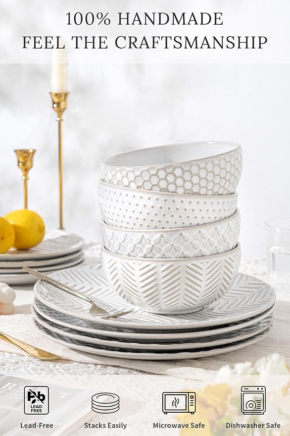 36-Piece Dinnerware Set for 12,Transform Your Table with Stylish Plates & Bowls,Ideal for Hosting, Entertaining & Special Occasions, Dishwasher Safe