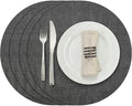 Myir JUN Round Placemats, Dual Sided Faux Leather Place Mats Set of 4 Indoor/Outdoor Non-Slip Washable Table Mats (Gray, Set of 4)