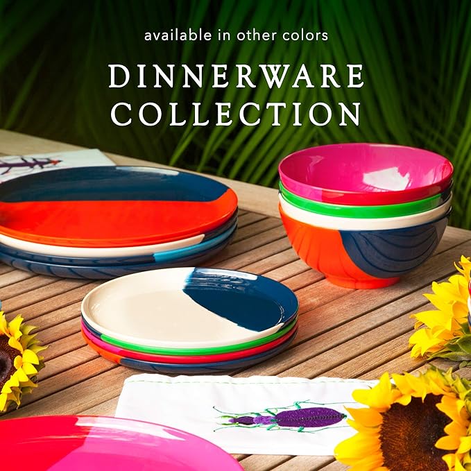 Thomas Fuchs Creative Melamine Side Plates Set of 4, Chip and Break-Resistant, Durable Salad Plates, Kid-Friendly Dessert Plates for Indoor and Outdoor, Dishwasher Safe, Ivory/Navy