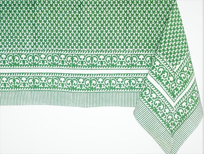 ATOSII Cotton Tablecloth Queen Green 72" X 120" Inches