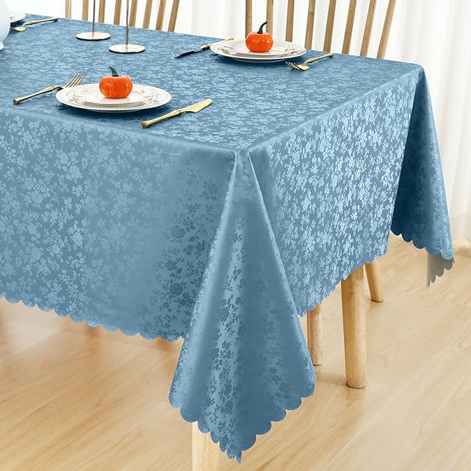 Smiry Square Table Cloth, Waterproof Heavy Duty Vinyl Tablecloths, Wipeable Washable Table Cover for Kitchen and Dining Room (Stone Blue, 60" X 60")