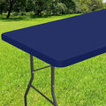 Smiry Rectangle Tablecloth, Elastic Fitted Flannel Backed Vinyl Tablecloths for 5ft Folding Tables, Waterproof Wipeable Table Covers for Indoor, Outdoor, Picnic and Camping (Navy, 36"x60")