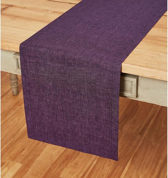 Solino Home Linen Table Runner 90 Inches Long - Athena, 100% Pure Linen Grape Table Runner 14 x 90 Inch for Dining, Winter, Valentines, Spring, Easter