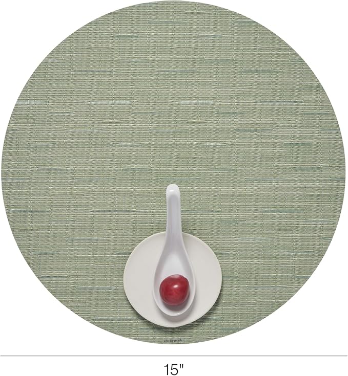 Chilewich Bamboo Placemats Set of 4 - Round Woven Placemats - Reusable, Stain-Resistant, Indoor/Outdoor Tabletop Protection - 15" - Spring Green