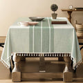 ZeeMart Contrast Linen Table Cloth Square Table Cloths 52x52 Inch Green, Farmhouse Style Heavy Weight Sage Green Tablecloth, Water Resistant Burlap Tablecloths ﻿