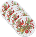 Benson Mills Cork Placemats Set of 4, Thick Cork Place Mats for Kitchen and Dining Tables, Easy Clean Table Mats for Christmas, Winter, and Holidays (13.75" Round Set of 4, Festive Cardinals)