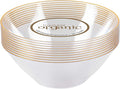 [6 OZ 40 Count] Clear Plastic Organic Design Party Dessert bowls With Gold Rim Premium heavyweight Elegant Disposable Tableware Dishes