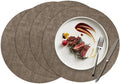 15 inch Faux Leather Round Placemats Set of 4 Non-Slip Washable Wipeable Table Mats, Heat Resistant Waterproof Oilproof Dark Coffee Place Mats for Kitchen, Dining, Party, Indoor, Outdoor