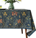 patdrea Designer Vintage Dark Blue Linen Rectangle Tablecloth,French Rustic Floral Pattern Tablecloths,Decorative Table Cover Cloth for Kitchen,Dining,Tea Party,Home,Christmas,67"*118"