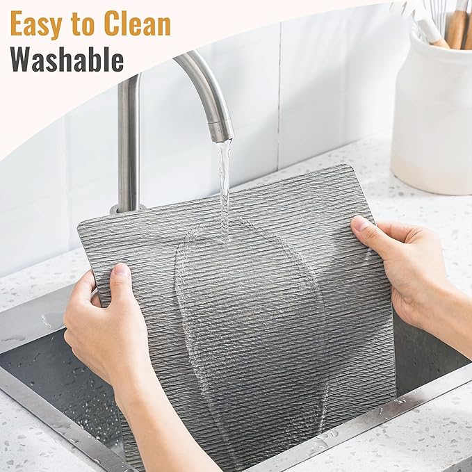 Jovono Faux Leather Placemats Set of 8, Waterproof Washable Table Mats, Easy-Clean Heat Resistant Kitchen Vinyl Place Mat for Dining Table, Restaurant, Indoor, 17.8"x11.8", Light Gray