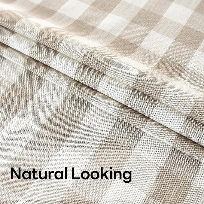 Gingham Table Cloth for Rectangle Tables Beige Checkered Plaid Tablecloth Heavy Duty Cotton Blend Washable & Wrinkle Table Cover for Outdoor Kitchen Dining Picnic Camping (60x102 Inch)