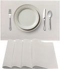 Premium European Cloth Table Linen Placemats - 56% Cotton 44% Linen Fabric, Jacquard Woven Design - for Occasions or Daily Use - Machine Washable - Carlo Lamperti Italy - Natural, 20"x14" (Set of 4)