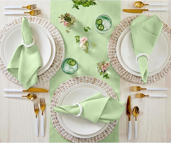 Solino Home Linen Napkins Set of 4-100% Pure Linen Pastel Green Dinner Napkins Cloth 20 x 20 Inch for Spring, Easter, St Patricks Day - Fete, Handcrafted and Machine Washable