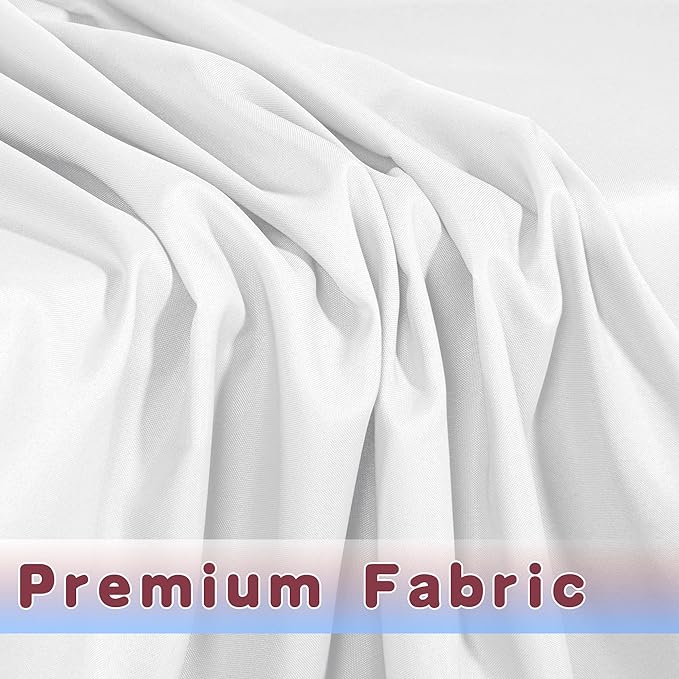 HolidayIdeas White Tablecloths for Rectangle 8 Foot Tables- 96 x 30 Inch - 4 Pack Fitted Tablecloths Polyester Fabric Table Cover for Parties, Wedding, Trade Show