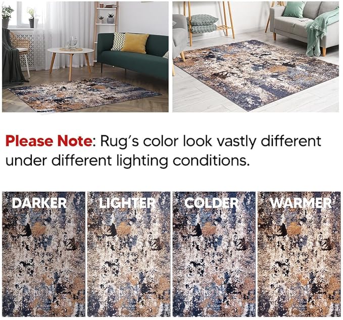 Keen Home Design Area Rugs - 6x9 Non-Shedding, Abstract Rugs for Kitchen, Living Room, Bedroom, Dining Room, Entryway - Size: 5'11" x 9'2", Multi