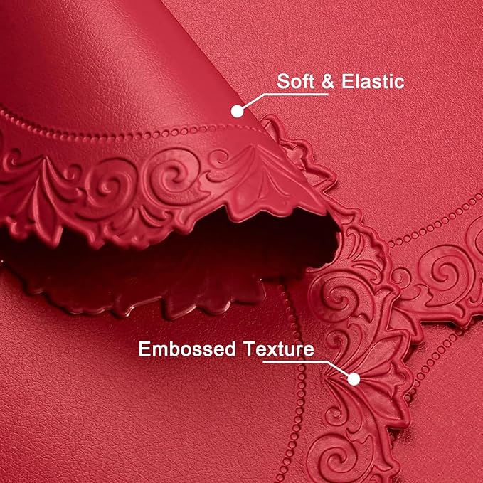 Noctiflorous Round Faux Leather 15 Inch Placemats Set of 4 Waterproof Wipeable Heat Resistant Tablemat for Dining Table Kitchen Non Slip Washable Oilproof Table Place Mat(Holly Red, 4)
