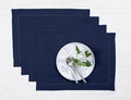 Solino Home Linen Placemats Set of 4 - Classic Hemstitch Navy Blue Placemats 14 x 19 Inch - 100% Pure Linen Table Mats for Winter, Easter