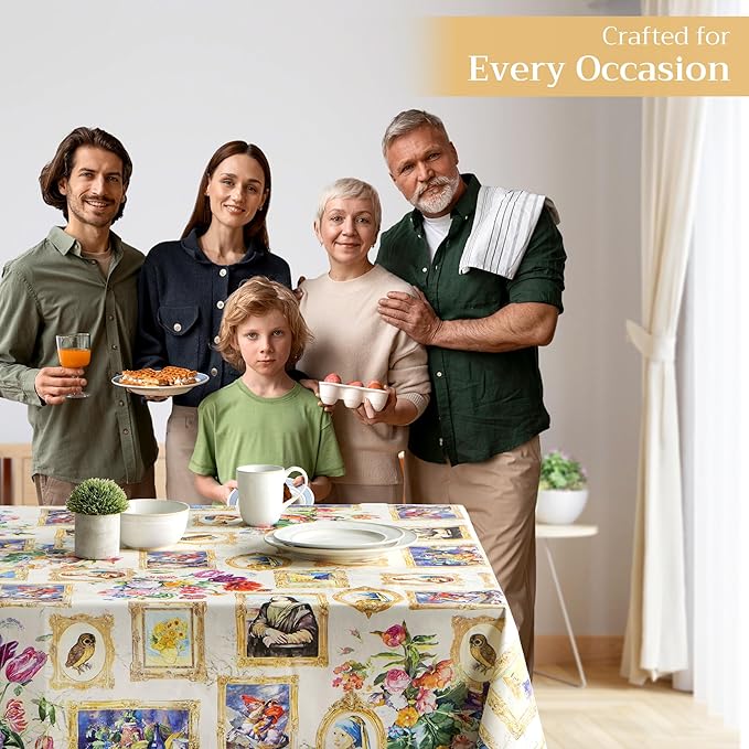 Maison d' Hermine Table Cloth Rectangle Table 100% Cotton 60 x 120 Inches Tablecloth Reusable Decorative for Dining Room Farmhouse Home Valentines Day Decorations Spring Summer - Masterpiece