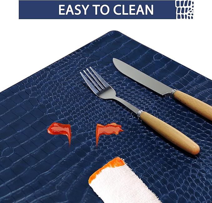 Set of 8 Faux Leather Placemats, PU Table Mats, Waterproof, Stain Resistant, Heat Resistant, Easy to Clean for Kitchen Dining Table,Conference Table