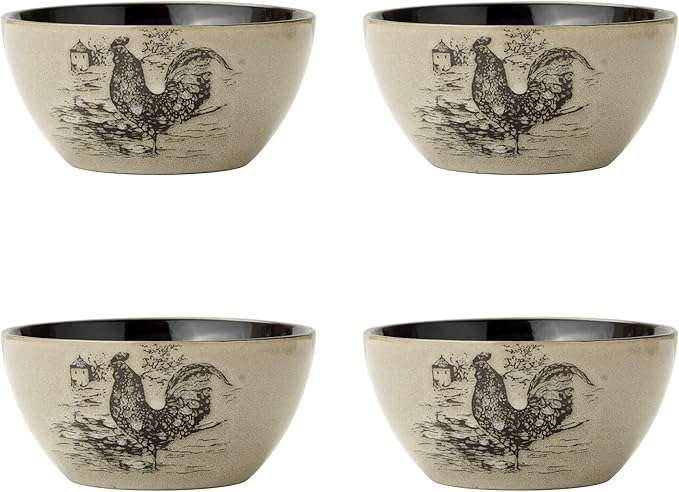 Pfaltzgraff Homespun Rooster 16-Piece Dinnerware Set, Service for 4 Brown