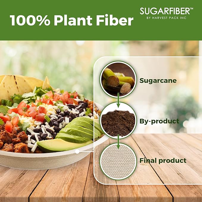 [500 COUNT]Harvest Pack PFAS FREE 24oz Compostable Bowls, Round Soup Paper Heavy-Duty Eco-Friendly Disposable Bagasse Bowl, sugarcane made plant fibers for Meal Prep