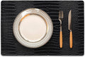 Set of 6 Faux Leather Placemats, PU Table Mats, Waterproof, Stain Resistant, Heat Resistant, Easy to Clean for Kitchen Dining Table,Conference Table