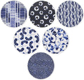 AD Set of 6 Coasters for Drinks Absorbing Round Ceramic Stone Coaster with Cork Base,Tabletop Protection Mat for Mugs and Cups,Office,Kitchen (Shibori)