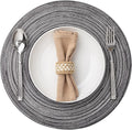 Round Placemats Set of 6 Woven Placemats Washable Braided Table Mats for Dining Table Heat Resistant Non-Slip Circle Place Mats(Mixed Gray)