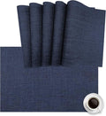 DACHUI Placemats Set of 6, Linen Look Woven Place Mats, Water Resistant, Heat Resistant, Washable, Durable Table Mats (Navy Blue)