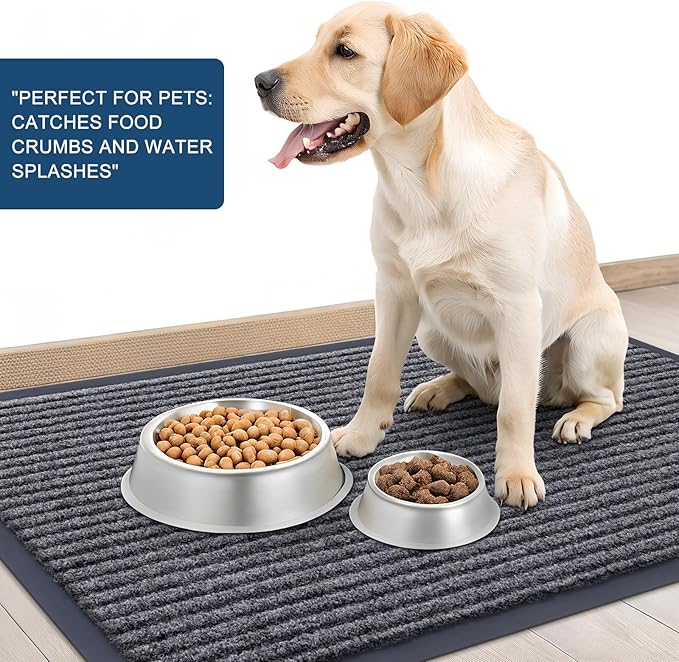 OLANLY Front Door Mat Indoor Outdoor Entrance, Waterproof Heavy Duty Doormat, Fade Resistant, Low Profile, Easy Clean Patio Porch Welcome Floor Mats for Entry, 47x30, Grey