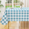 misaya Rectangle Waterproof Vinyl Table Cloth, Buffalo Flannel Backed Tablecloth, Wipeable Plastic Table Cover for Dinner, Kitchen, Outdoor (60" x 84", Aquamarine and White)