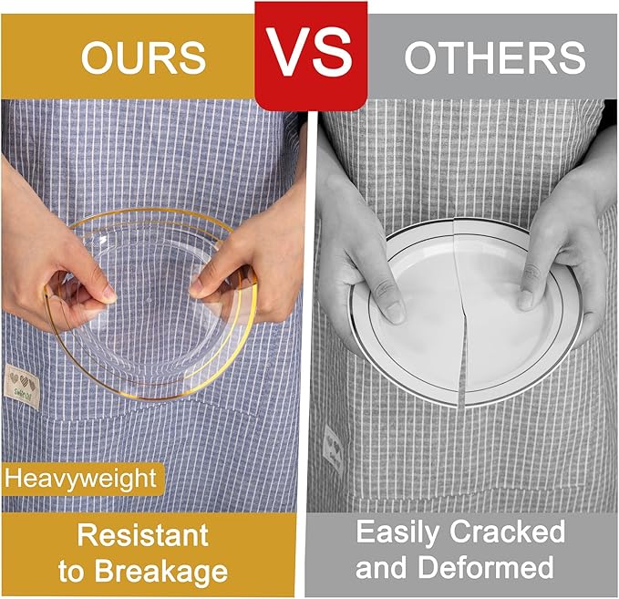 I00000 72 Pcs Clear Plastic Dessert Plates 7.5" & 72 Pcs Gold Disposable Forks 7.4", Clear Small Plates,Nice Dessert Plates,Fancy Salad Plate,Gold Cake Plate for Party, Occasions, Wedding