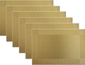 Placemats Vinyl Twill Weave Heat-Resistant Table Mats Washable Kitchen Placemats for Dinig Table Set of 6 (Gold)