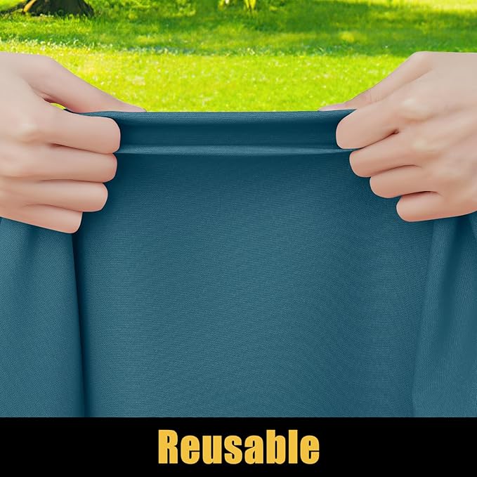 Smiry Rectangle Picnic Table Cloth, Waterproof Elastic Fitted Tablecloths for 8 Foot Tables, Washable Polyester Table Cover for Camping, Indoor and Outdoor (Peacock Blue, 30"x96")