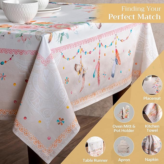 Maison d' Hermine Table Cloth Square Table 100% Cotton 54 x 54 Inches Tablecloth Reusable Decorative for Dining Room Farmhouse Home Valentines Day Decorations Spring Summer - Ibiza - Beige