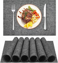 DACHUI Placemats Set of 4, Linen Look Woven Place Mats, Water Resistant, Heat Resistant, Washable, Durable Table Mats (Dark Grey)