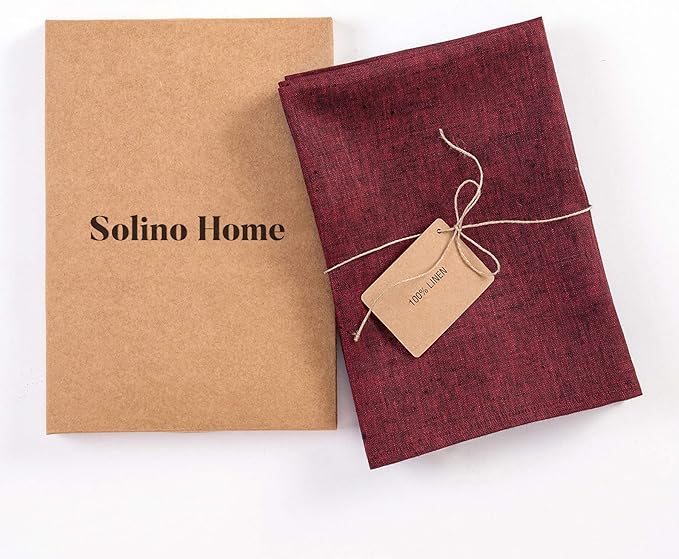 Solino Home Linen Napkins Set of 4 - 100% Pure Linen Red Garnet Dinner Napkins Cloth 20 x 20 Inch for Valentines, Winter - Athena, Handcrafted and Machine Washable