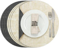 Myir JUN Round Placemats Dual Sided, Faux Leather Place Mats Set of 4 Indoor Placemats for Dining Table Outdoor Placemats Non-Slip Washable Table Mats (Set of 8, Gray Cream)