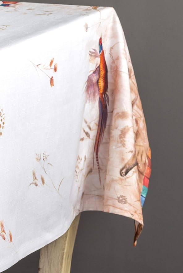 Maison d' Hermine Table Cloth Square Table 100% Cotton 54 x 54 Inches Fall Tablecloth Reusable Everyday Use for Thanksgiving Christmas Decorations Dining Farmhouse Party (Faisan D'Automne)