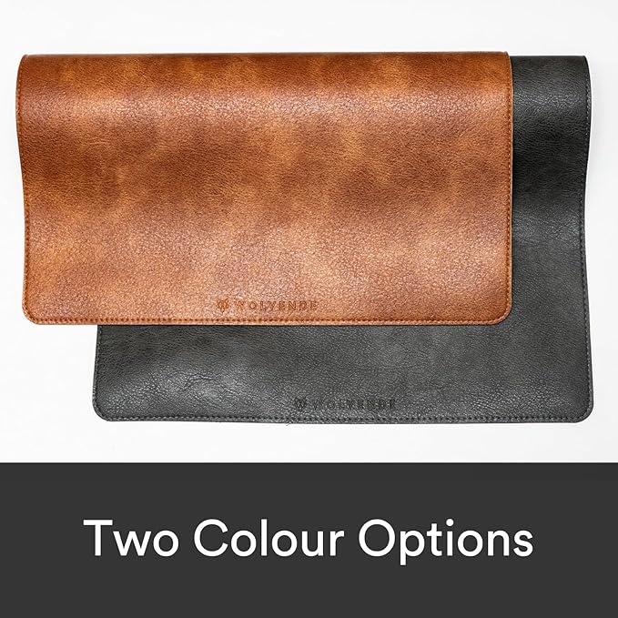 Premium Distressed Faux Vegan Leather Desk Mat | Multifunctional Desk Pad for Home Office | (Brown/Tan, 15.75" x 36")