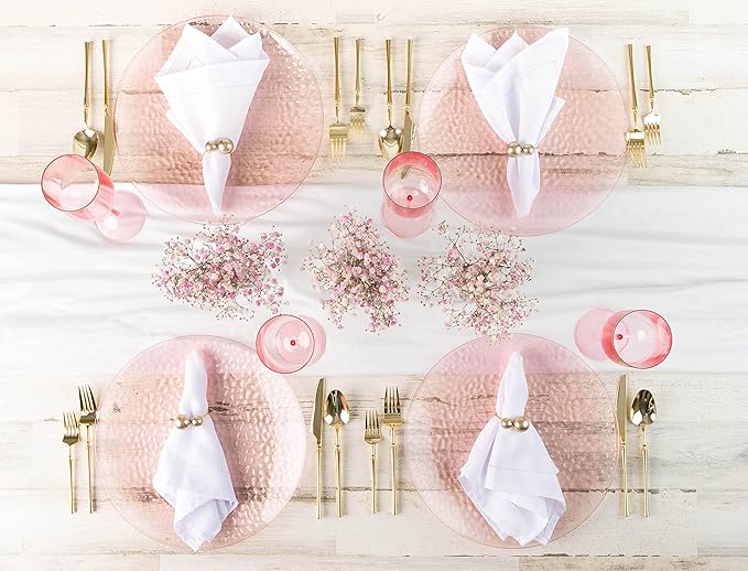 PARTY BARGAINS 13-Inch Charger Plates - 48 Pack, Hammered Pink, Heavy-Duty Disposable Chargers for Elegant Dining - Ideal for Weddings and Formal Events