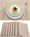 Placemats Set of 6 Washable Heat Resistant Place Mats PVC Woven Dining Table Mat Pink 6pcs