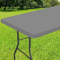Smiry Rectangle Tablecloth, Elastic Fitted Flannel Backed Vinyl Tablecloths for 6ft Folding Tables, Waterproof Wipeable Table Covers for Indoor, Outdoor, Picnic and Camping (Grey, 30"x72")