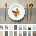 Placemats Set of 8 Vinyl/Plastic Woven Place Mats for Kitchen Table Indoor/Outdoor Washable Placemat Wipeable Dining Table Mats (Ombre Glod,8)
