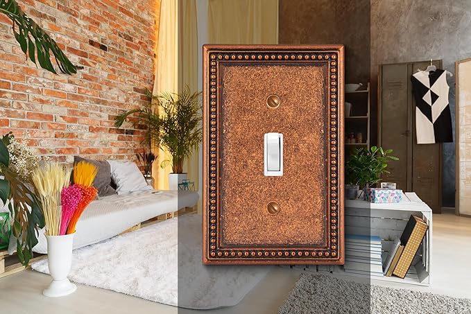 Henne Bery Raised Pearls Decorative Wall Plate Switch Plate Outlet Cover (Single Toggle 3PK, Sponged Copper)