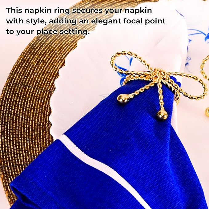ALPHA Living HOME Napkin Rings Set of 12, Holiday Napkin Holders, Metal Napkin Rings for Safari Theme Table Décor Handmade for Holiday, Weddings, Receptions, Banquets, Events, Bow Shape, Gold