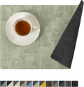 Romanstile Sage Green Placemats Set of 4, Vinyl 100% Waterproof Oil-Proof Wipeable Place Mats, Heat Resistant Dual Sided Table Mats for Kitchen/Dining/Party (Grey Green, 12 x 17 Inch)