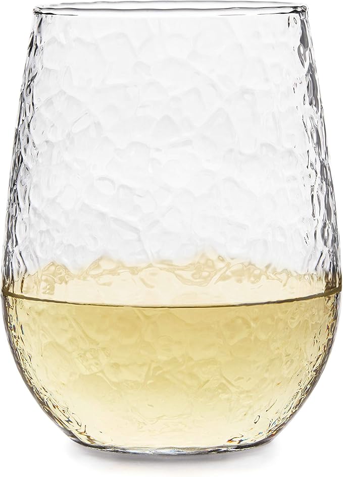Libbey Hammered Stemless All-Purpose Wine Glasses, 17-ounce, Set of 8